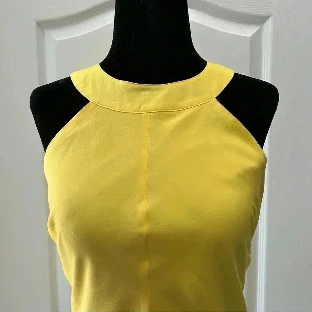 Ricki’s Yellow Halter Neck Sleeveless Peplum Top Flowy Blouse 0/XS - Picture 7 of 15